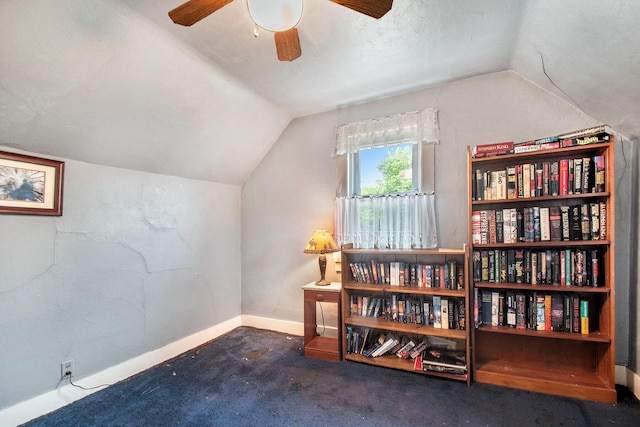 202 Maple St, Three Oaks, MI 49128 - bonus room with a ceiling fan, lofted ceiling, baseboards, and carpet flooring