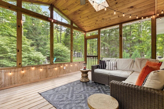 12270 Linden Ave, Sawyer, MI 49125 - sunroom / solarium featuring a skylight, an outdoor hangout area, and lofted ceiling