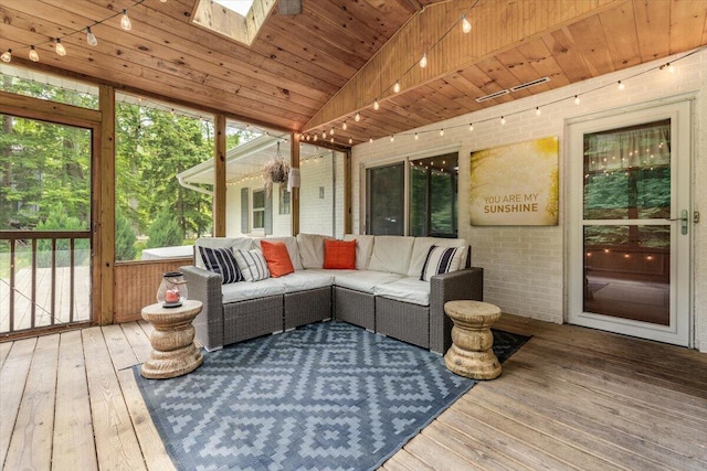 12270 Linden Ave, Sawyer, MI 49125 - sunroom featuring vaulted ceiling, a skylight, and rail lighting