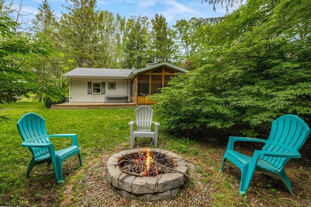 12270 Linden Ave, Sawyer, MI 49125 - view of grassy yard with a fire pit
