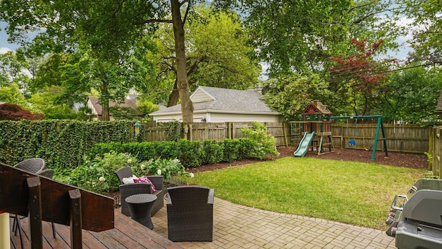 1512 Shadford Rd, Ann Arbor, MI 48104 - view of yard with a playground, a patio area, and view of scattered trees