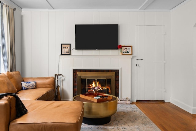 1512 Shadford Rd, Ann Arbor, MI 48104 - living area with wood finished floors, a fireplace, and baseboards