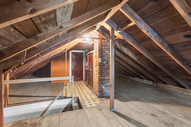 810 N Superior St, Albion, MI 49224 - unfinished attic with an upstairs landing