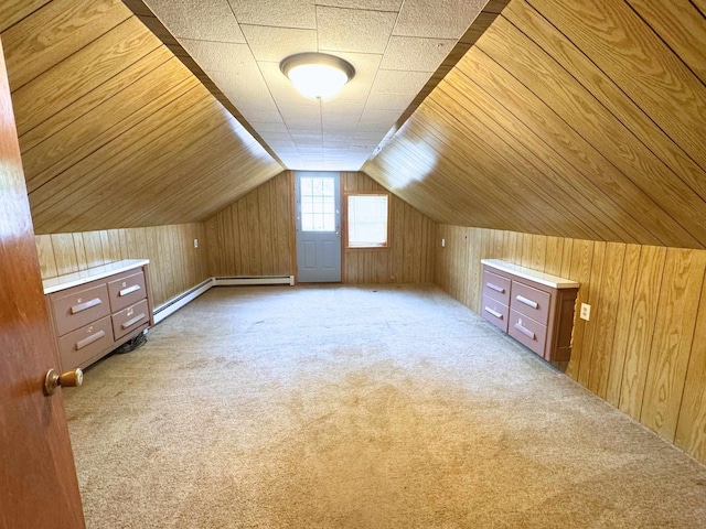 10073 Mcafee Dr, Montrose, MI 48457 - additional living space featuring wood walls, carpet flooring, and lofted ceiling