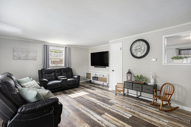 1012 E Hatch St, Sturgis, MI 49091 - living room with wood finished floors, baseboards, and crown molding