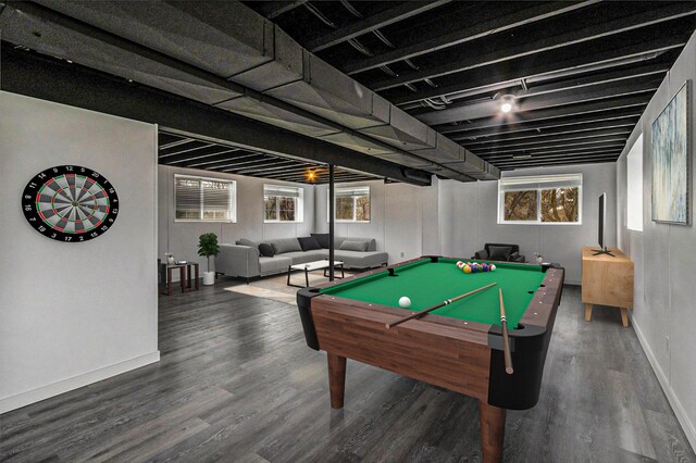 1200 Schuring Rd, Portage, MI 49024 - game room with wood finished floors, baseboards, billiards, and healthy amount of natural light