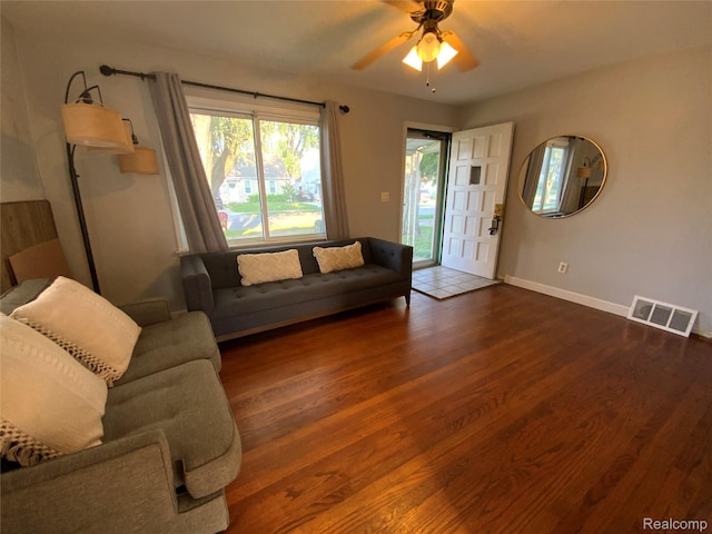 3255 Goodrich St, Ferndale, MI 48220 - living room with wood finished floors and a ceiling fan