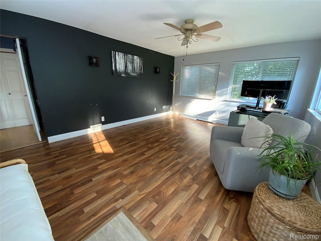 3255 Goodrich St, Ferndale, MI 48220 - living room with wood finished floors and a ceiling fan