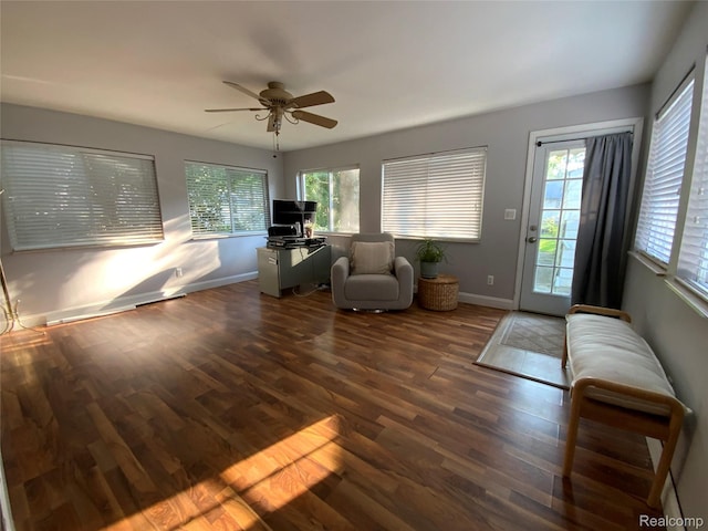 3255 Goodrich St, Ferndale, MI 48220 - living room with dark wood-style flooring and ceiling fan
