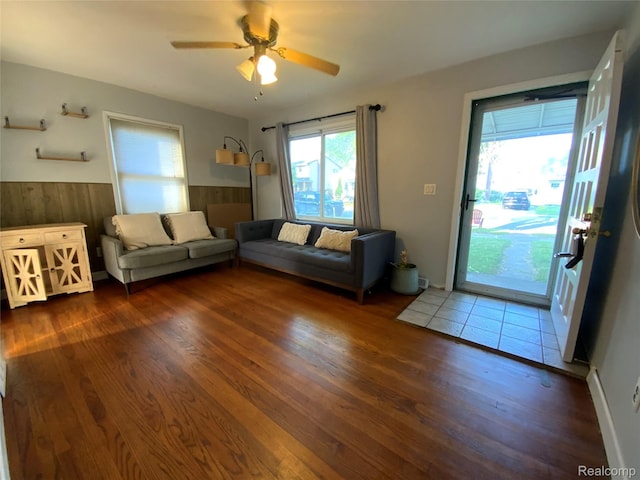 3255 Goodrich St, Ferndale, MI 48220 - living room with wood finished floors and a ceiling fan