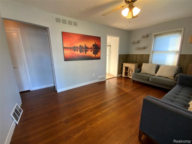 3255 Goodrich St, Ferndale, MI 48220 - living room featuring a ceiling fan and wood finished floors