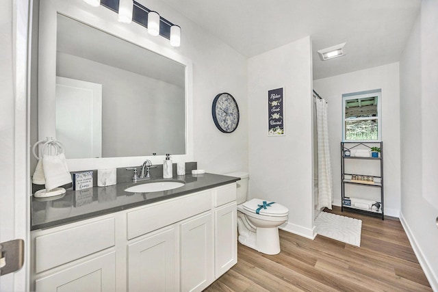 LOT166 Wren Ct, Caledonia, MI 49316 - full bathroom featuring toilet, vanity, wood finished floors, baseboards, and a shower with shower curtain