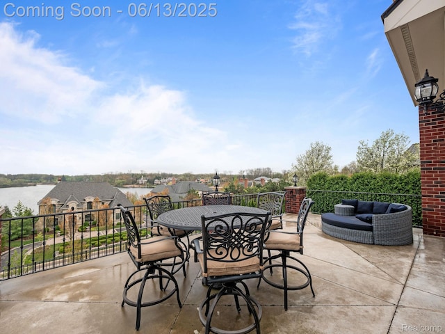 2750 Turtle Bluff Dr, Bloomfield Hills, MI 48302 - view of patio with a water view, outdoor dining space, and an outdoor living space
