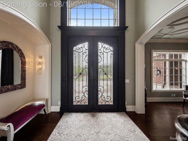 2750 Turtle Bluff Dr, Bloomfield Hills, MI 48302 - entryway with dark wood finished floors and french doors