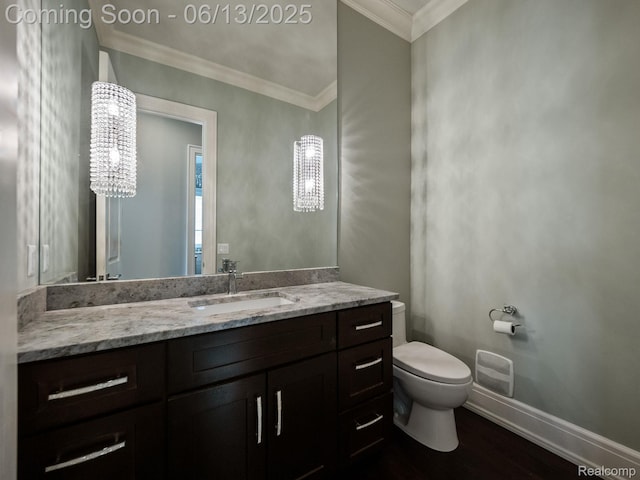 2750 Turtle Bluff Dr, Bloomfield Hills, MI 48302 - bathroom featuring crown molding, vanity, and wood finished floors