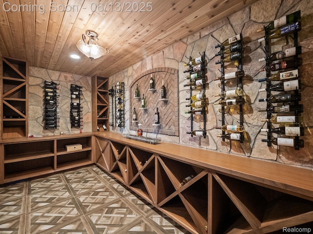 2750 Turtle Bluff Dr, Bloomfield Hills, MI 48302 - wine cellar featuring wooden ceiling and tile patterned floors