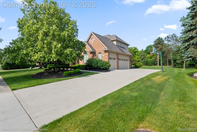 44251 Deep Hollow Cir, Northville, MI 48168 - view of front of home with a front lawn, concrete driveway, and brick siding