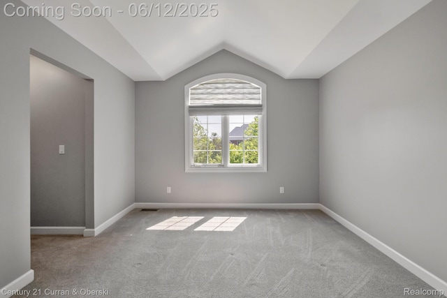 44251 Deep Hollow Cir, Northville, MI 48168 - spare room with carpet flooring, vaulted ceiling, and baseboards