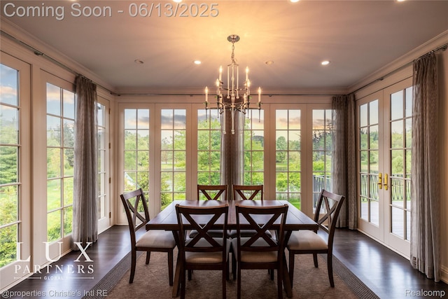 2937 Turtle Pond Ct, Bloomfield Hills, MI 48302 - sunroom / solarium with french doors, plenty of natural light, and a chandelier