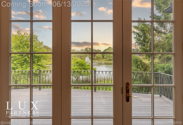 2937 Turtle Pond Ct, Bloomfield Hills, MI 48302 - doorway featuring a water view and french doors