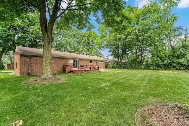 30060 Eastfield St, Farmington Hills, MI 48334 - view of green lawn with a wooden deck