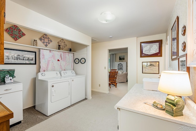 3077 Edson St, Coleman, MI 48618 - washroom with washing machine and dryer and light carpet