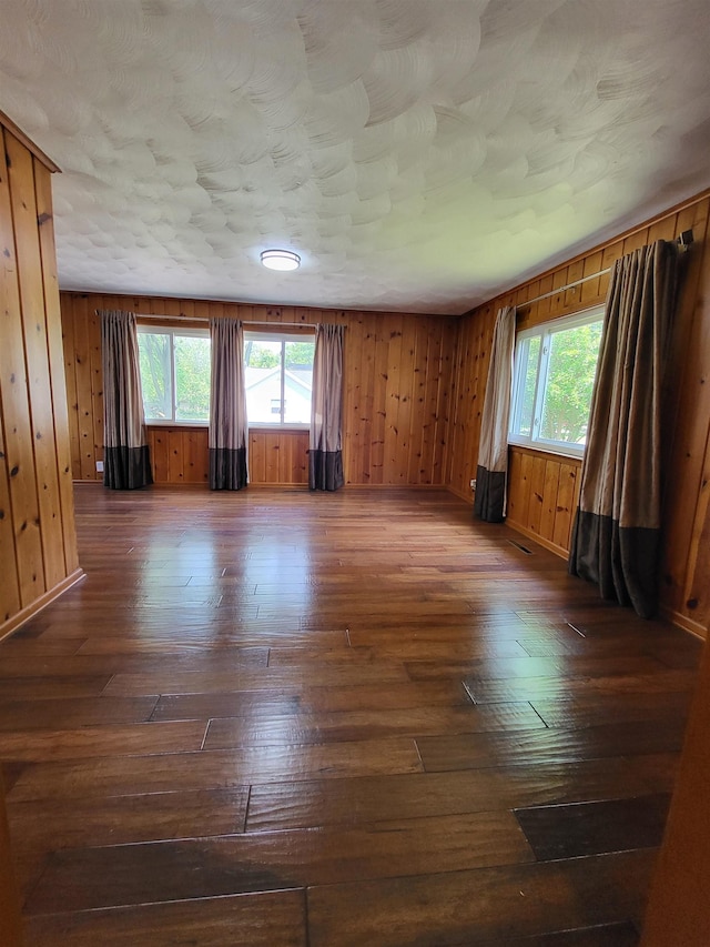 1010 S Pearce St, Owosso, MI 48867 - unfurnished room featuring healthy amount of natural light, dark wood finished floors, and wooden walls