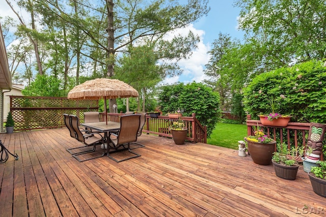 1377 Maplewood Dr St, Saline, MI 48176 - wooden deck featuring outdoor dining area