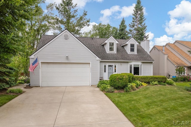 1377 Maplewood Dr St, Saline, MI 48176 - cape cod home featuring a shingled roof, a front lawn, a garage, and concrete driveway