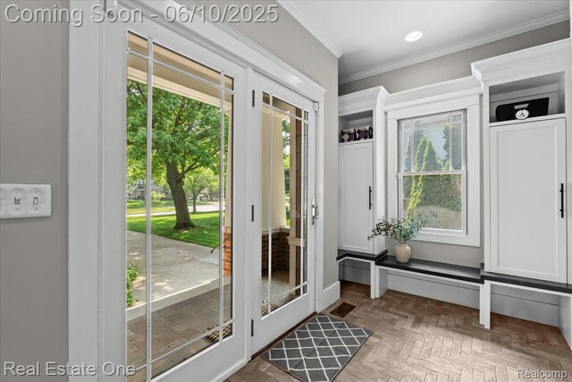22 Elm Park Blvd, Pleasant Ridge, MI 48069 - entryway featuring healthy amount of natural light and ornamental molding