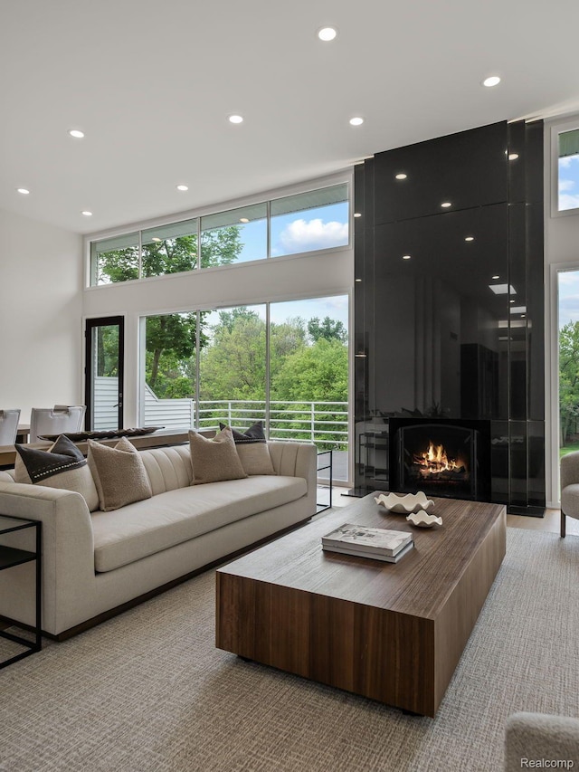 1756 Alexander Dr, Bloomfield Hills, MI 48302 - living room featuring recessed lighting and a fireplace