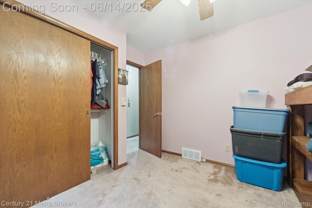 14210 W Burt Rd W, Chesaning, MI 48616 - unfurnished bedroom with carpet floors, a closet, and ceiling fan