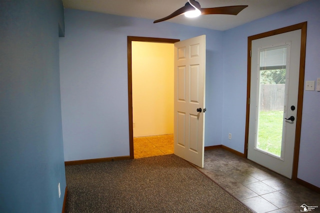 6336 Moreland Dr, Erie, MI 48133 - unfurnished room featuring a ceiling fan, tile patterned flooring, and baseboards