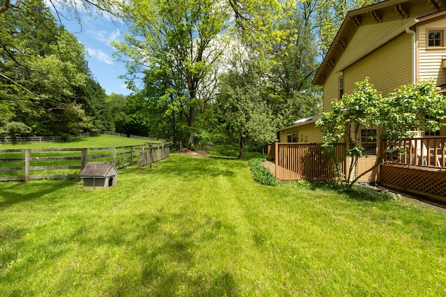 8425 Parshallville Rd, Fenton, MI 48430 - view of yard with a wooden deck