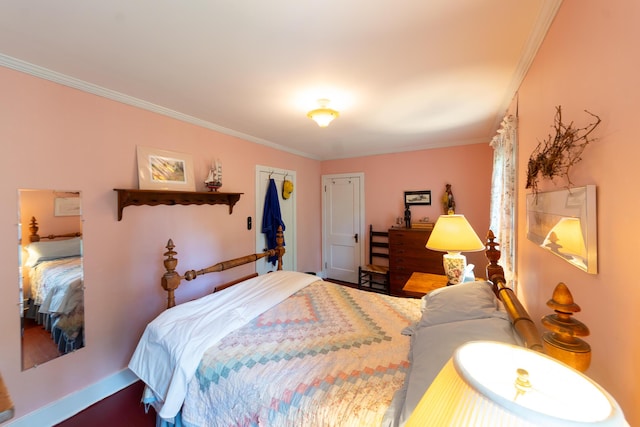 8425 Parshallville Rd, Fenton, MI 48430 - bedroom with crown molding, a closet, and baseboards