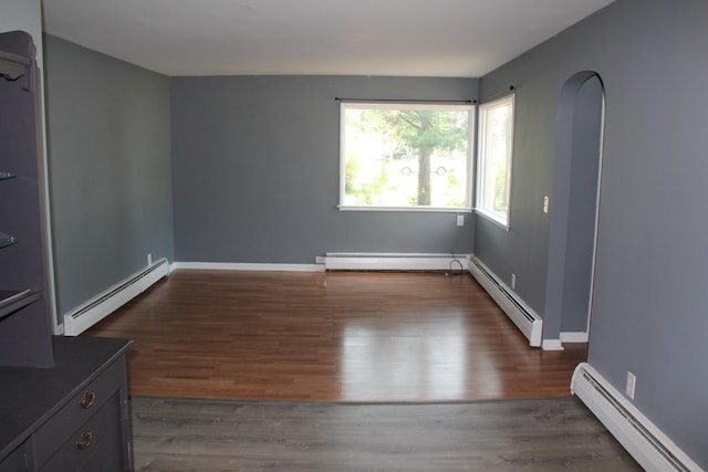6994 E 34th Rd, Cadillac, MI 49601 - unfurnished room featuring a baseboard heating unit and wood finished floors