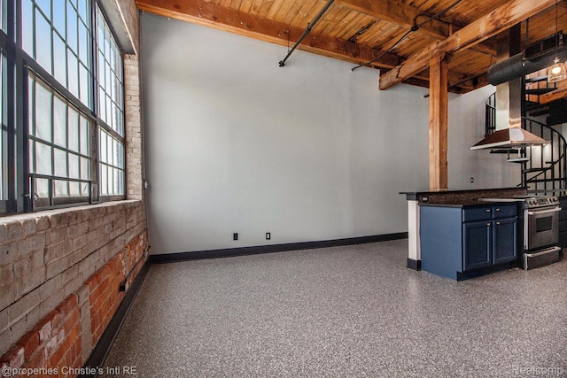 6533 E Jefferson Unit 427, Detroit, MI 48207 - below grade area featuring wood ceiling and baseboards