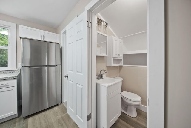 164 Cross St, Michigan Center, MI 49254 - bathroom featuring vanity, wood finished floors, and toilet