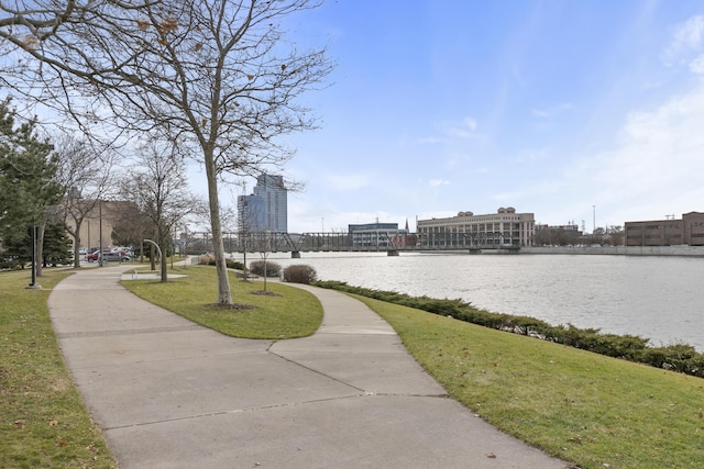 940 Monroe Ave NW Unit 335, Grand Rapids, MI 49503 - view of community with a water view and a lawn