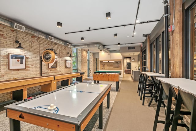 940 Monroe Ave NW Unit 335, Grand Rapids, MI 49503 - playroom with brick wall, billiards table, and track lighting