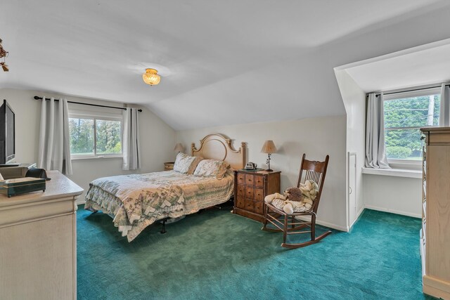 2006 W Rose Center Rd, Holly, MI 48442 - carpeted bedroom featuring lofted ceiling and baseboards
