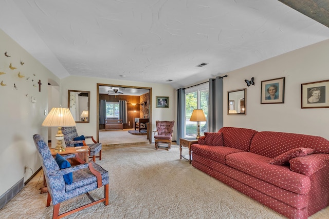 2006 W Rose Center Rd, Holly, MI 48442 - living area with carpet flooring, plenty of natural light, and a ceiling fan