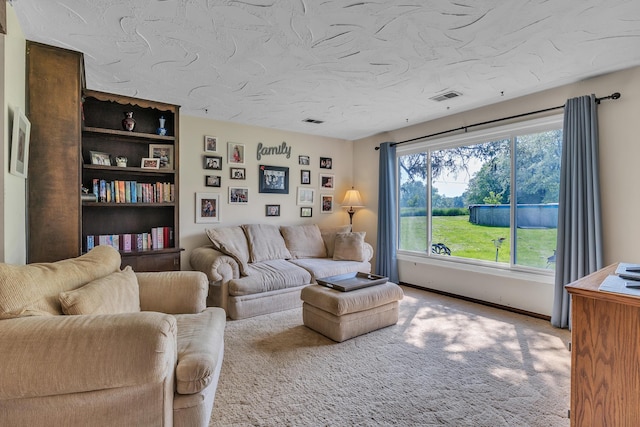 2006 W Rose Center Rd, Holly, MI 48442 - carpeted living area with a textured ceiling
