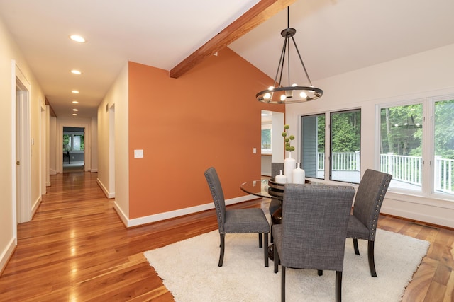 8562 W R Ave, Kalamazoo, MI 49009 - dining area with light wood-style floors, a chandelier, baseboards, and recessed lighting