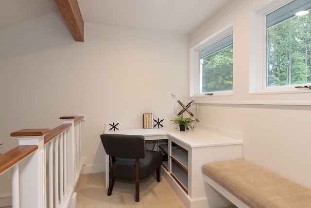 8562 W R Ave, Kalamazoo, MI 49009 - home office with beamed ceiling and light carpet