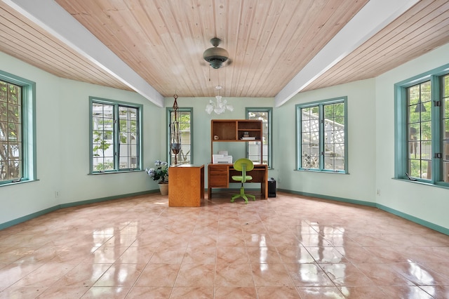 122 N Robinson St, Schoolcraft, MI 49087 - sunroom / solarium featuring healthy amount of natural light, a chandelier, and beam ceiling