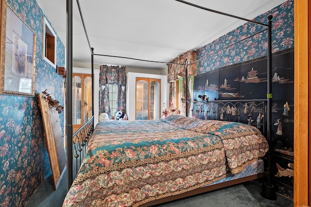 122 N Robinson St, Schoolcraft, MI 49087 - carpeted bedroom with wallpapered walls