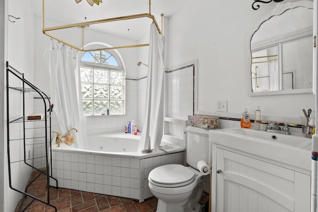 122 N Robinson St, Schoolcraft, MI 49087 - bathroom with a combined bath / shower with jetted tub, vanity, and toilet