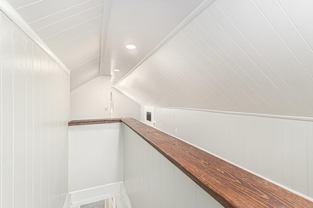 488 Roberts St, Muskegon, MI 49442 - additional living space with lofted ceiling and wood walls