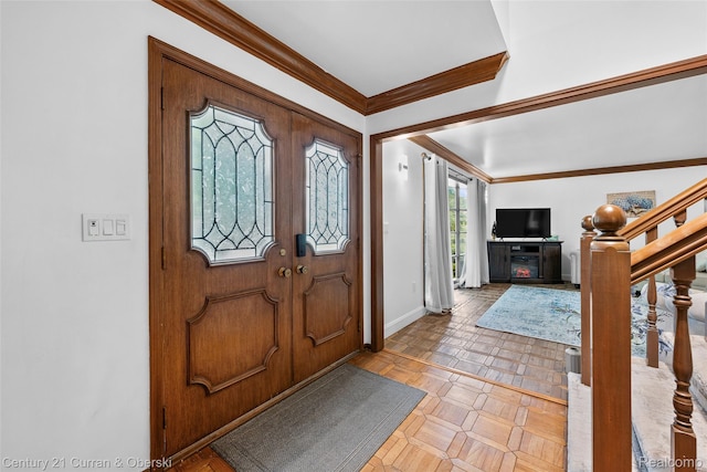 29801 Deer Run, Farmington Hills, MI 48331 - entrance foyer featuring ornamental molding, baseboards, and stairs